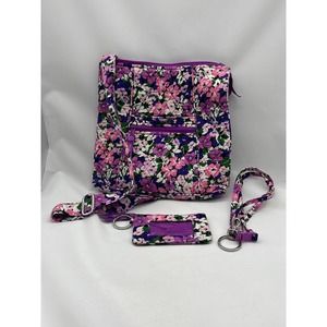 Vera Bradley Crossbody zip ID wallet and Lanyard Flower Garden Pattern